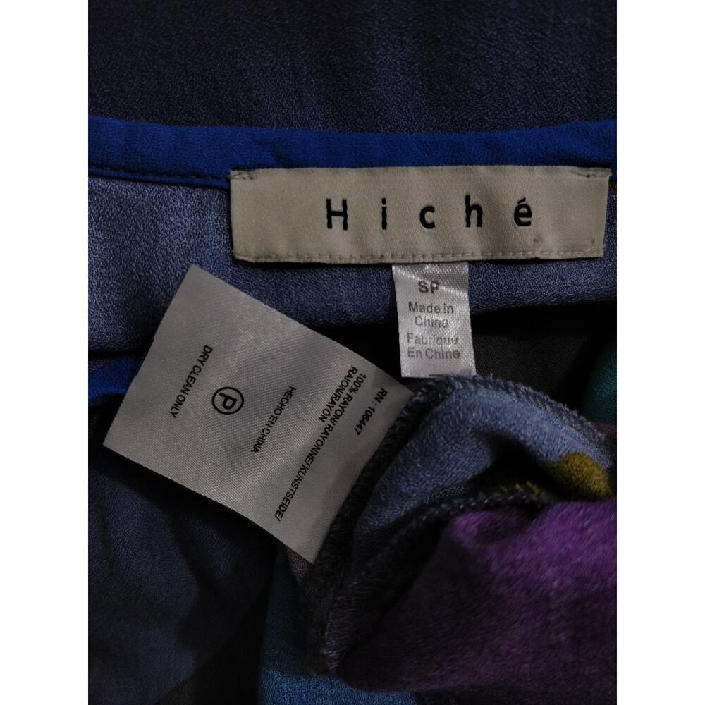 Anthropologie Hiche Mosaic Multicolor Blue Colorblock Flutter Sleeve Top S - Picture 10 of 10